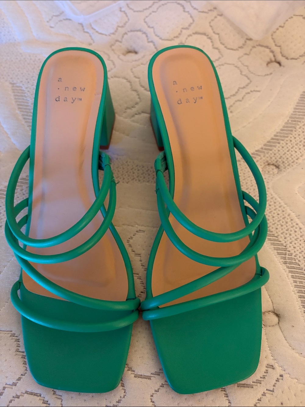 a new day Teal Multi-Strap Block Heel Sandals